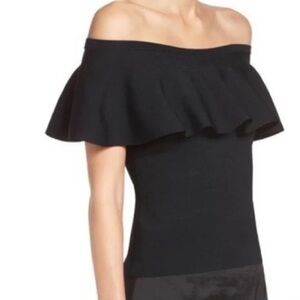 Eliza J Black Shoulder Drape Blouse